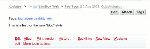 Screenshot of tags on a topic, style blog